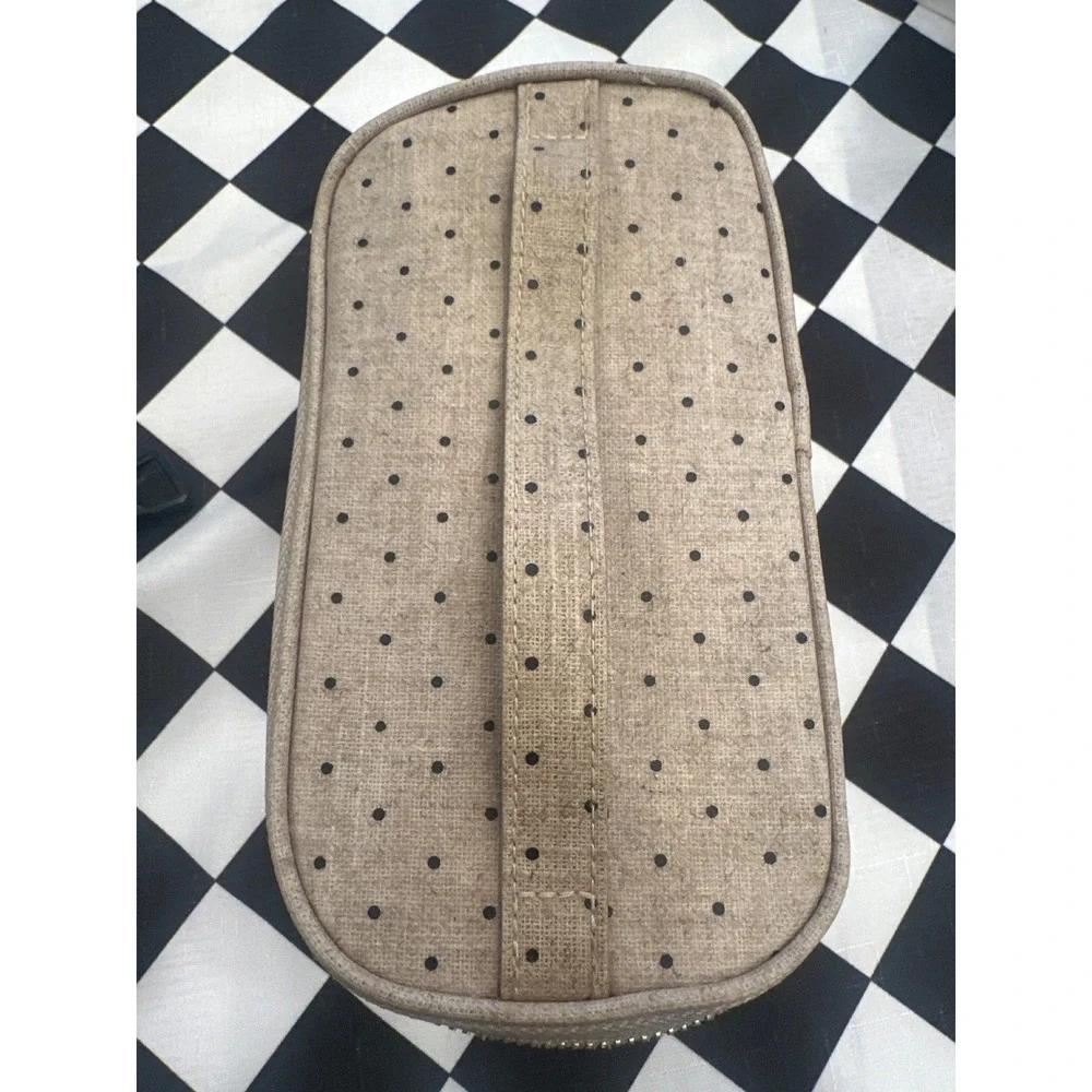 Kate Spade Out To Lunch Insulated Bag Polka Dot Tan Gold Zip Tote travel work